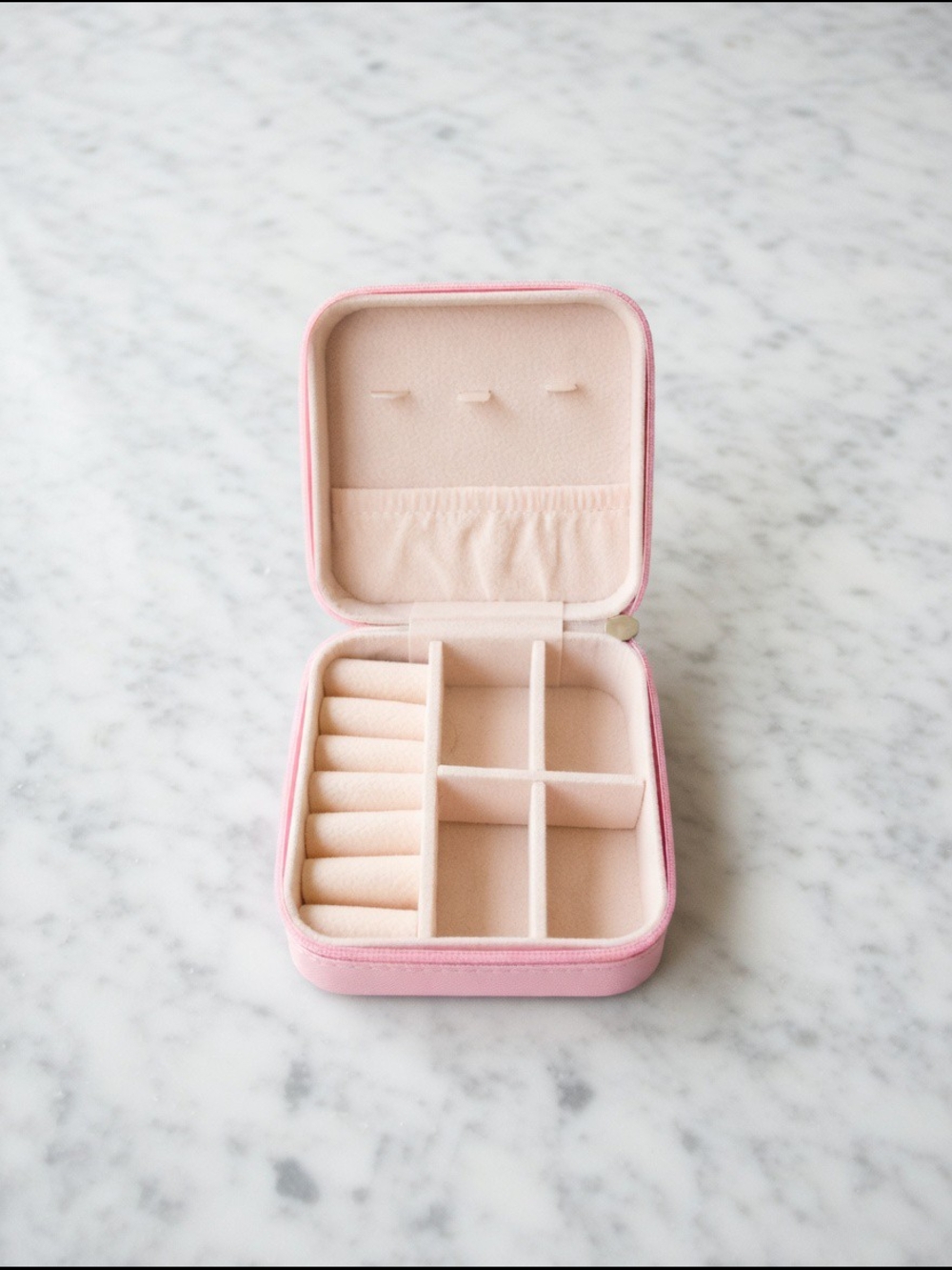 Compact Pink Jewelry Organizer Travel Case